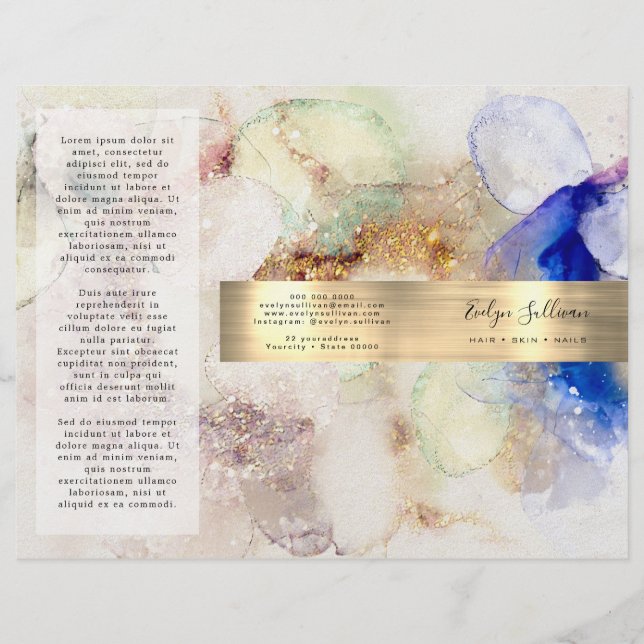 brochure parties scintillant aquarelle et feuille  (Devant)