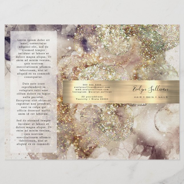 brochure parties scintillant aquarelle et feuille (Devant)