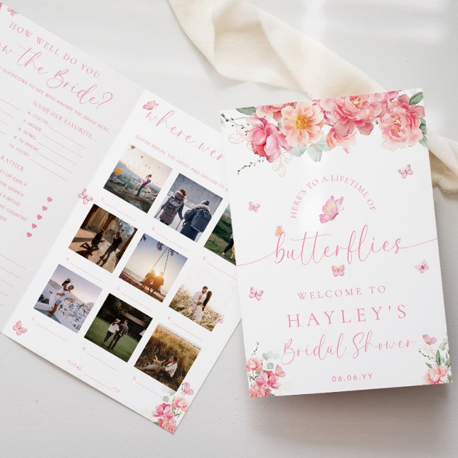 Brochure Piper Peony Fête des mariées de papillon (Bridal Shower Game Booklet Lifetime Of Butterflies Piper Peony )