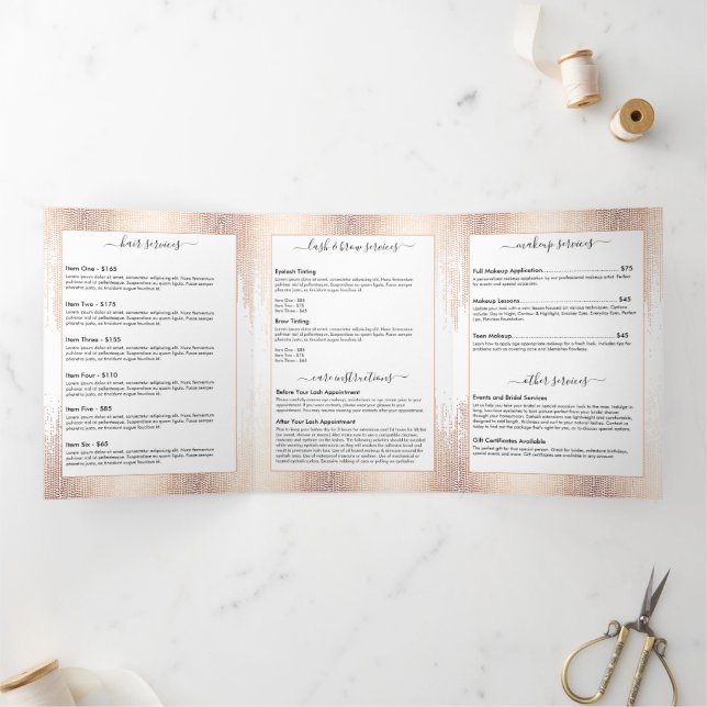 Brochure pour plume Glam Script Rose Gold Confetti (Intérieur)