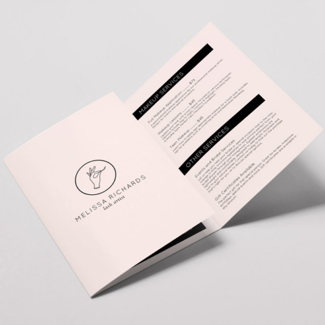 Brochure rose minimaliste main et cils (Créateur téléchargé)