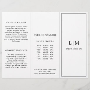 Brochure simple minimaliste monogramme triple