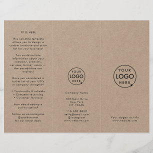 Brochure simple Rustique Kraft Logo Tri-fold