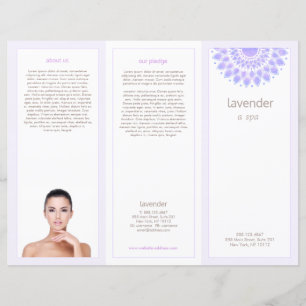 Brochure Spa Lavender Lotus Mandala Salon Tri-Fold