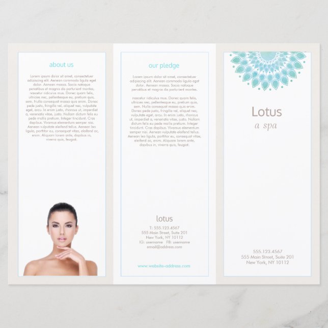 Brochure Spa Lavender Lotus Mandala Salon Tri-Fold (Devant)