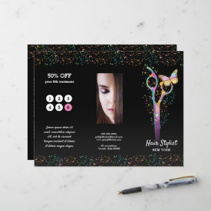 brochure styliste de cheveux faux parties scintill