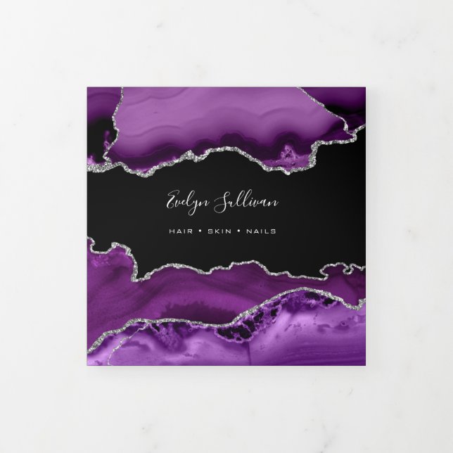 Brochure triple Agate en argent violet (Protection)