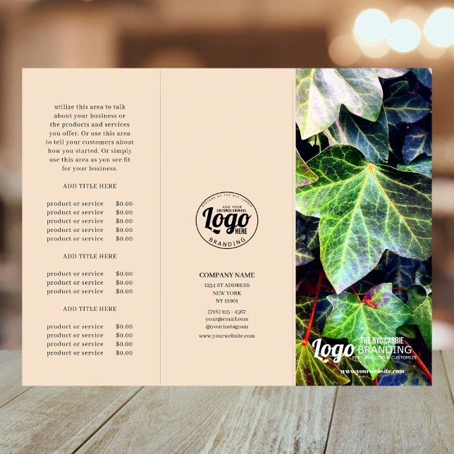 Brochure Triple Photo & Logo d'entreprise moderne (Zazzle Modern Business Photo & Logo Trifold Brochure)