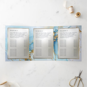 brochure triplée en marbre bleu rose