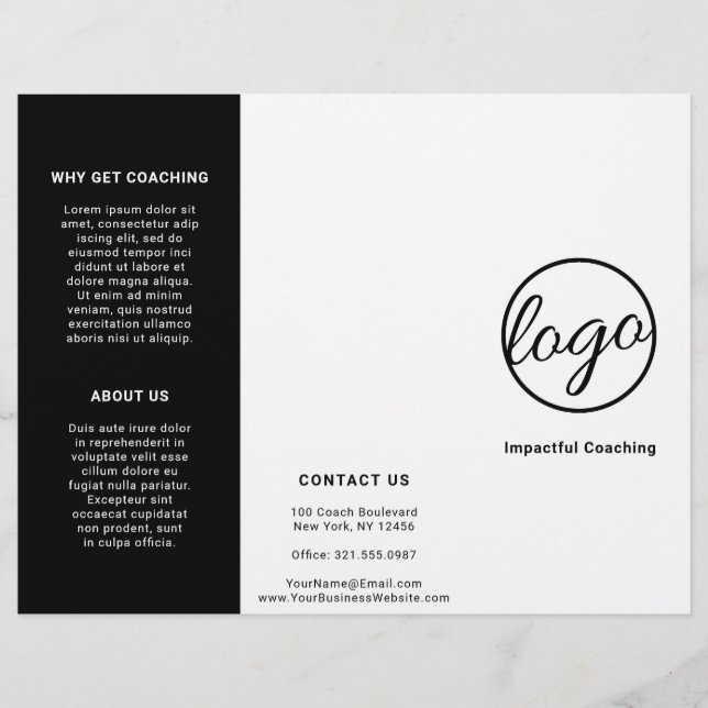 Brochure triplée personnalisée en noir et blanc (Devant)