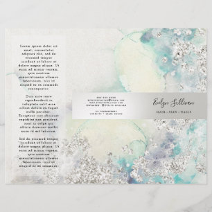Brochure turquoise parties scintillant argent aqua