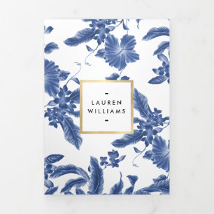 Brochure vintage à motifs floraux bleu et blanc
