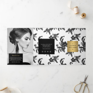 Brochure vintage à motifs floraux noirs