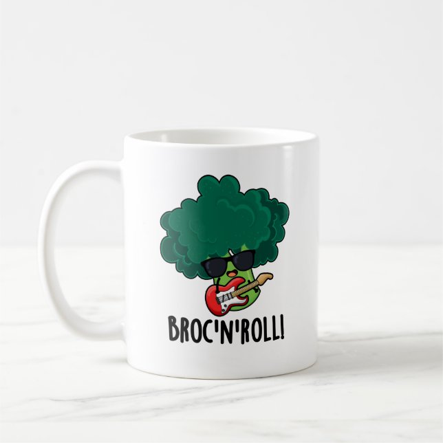 Brock n Roll Funny Veggie Broccoli Pun  Coffee Mug (Left)