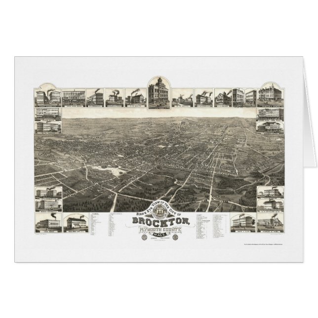 Brockton, carte panoramique de mA - 1882 (Devant horizontal)