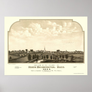 Brockton, MA Panoramic Map - 1844 Poster