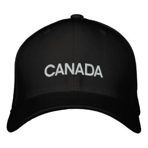 Brodée Canada Casquette brodé en laine de base noir/blanc
