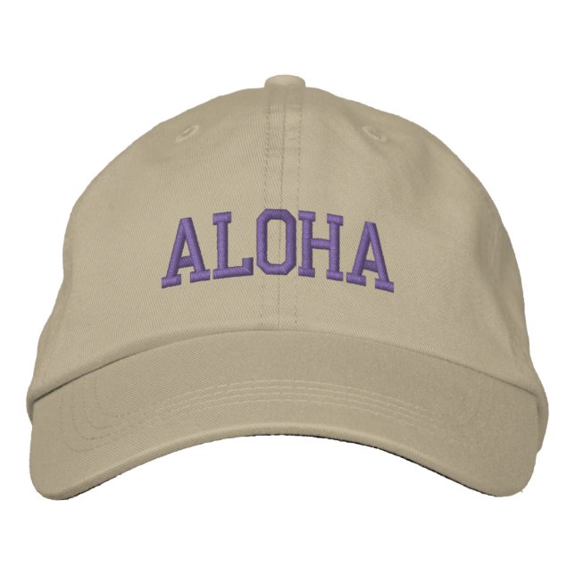 Brodée CASQUETTE ALOHA (kaki avec Turquoise foncé) (Devant)