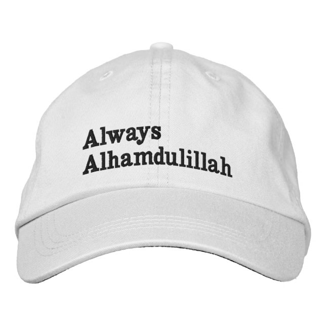 Brodée Casquette Blanche "Always Alhamdulillah" (Devant)
