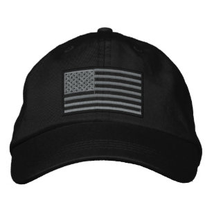 Brodée Casquette brodé au drapeau américain (noir)