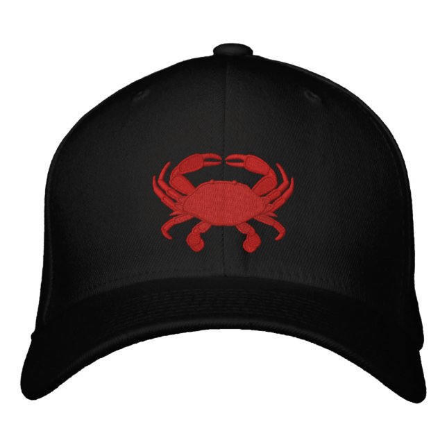 Brodée Casquette brodé de crabe rouge (Devant)