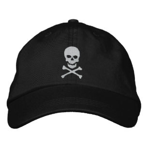 Brodée Casquette brodé du crâne et des os croisés