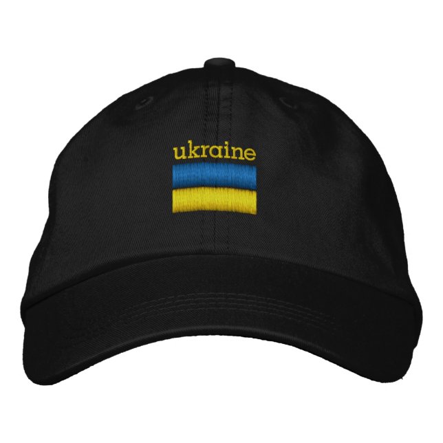 Brodée Casquette de baseball brodé du drapeau ukrainien (Devant)