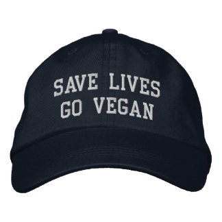 Brodée Casquette de baseball de Vegan (texte blanc)