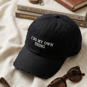 Brodée Casquette de papa noir en détresse