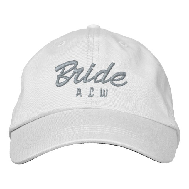 Brodée Casquette du jour de mariage avec Monogramme (Devant)