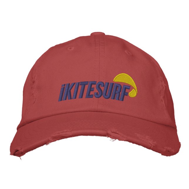 Brodée casquette en détresse rouge iK (Devant)