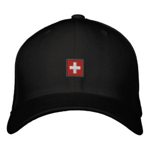 Brodée Casquette suisse - Suisse Casquette avec drapeau s
