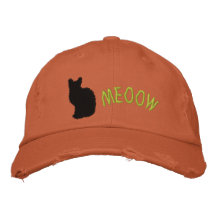 Chat noir brodé Casquette en détresse