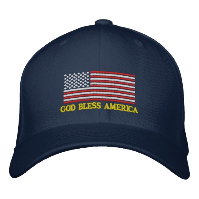 Brodée DIEU BÉNISSE AMÉRIQUE Drapeau américain Casquette  (Devant)