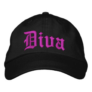 Brodée Diva Black avec Casquette Dames Rose Chaud