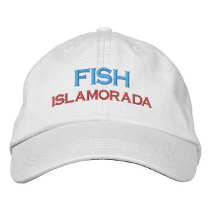 BRODÉE FISH ISLAMORADA FLORIDA CLÉS CASQUETTE DE PÊCHE