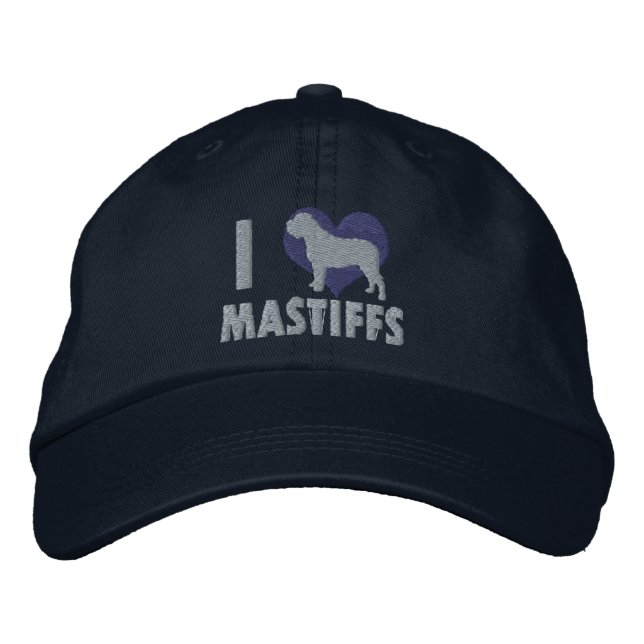 Brodée I Love Mastiffs Casquette brodé (bleu) (Devant)
