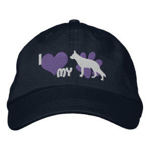 Brodée J'aime mon berger allemand Casquette brodé (bleu)