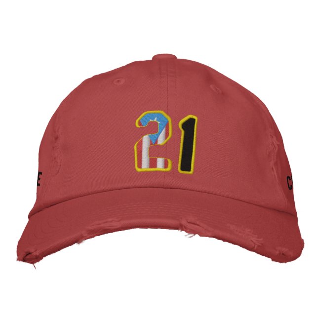 Brodée Le grand numéro 21 brodé Casquette en détresse (Devant)