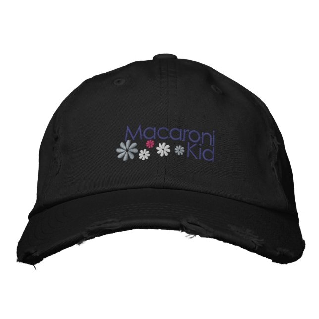 Brodée Macaroni Kid Casquette en détresse (Devant)