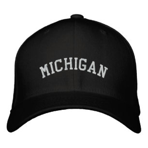 Brodée Michigan Brodé Flexfit Casquette de laine noir