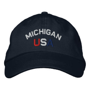 Brodée Michigan USA Brodé Marine Casquette bleu