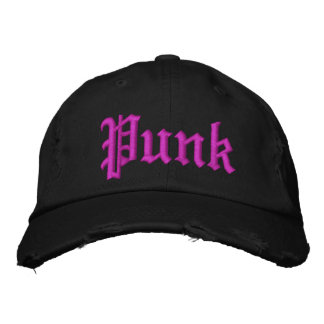 Brodée Pink Punk noir déprimé Casquette
