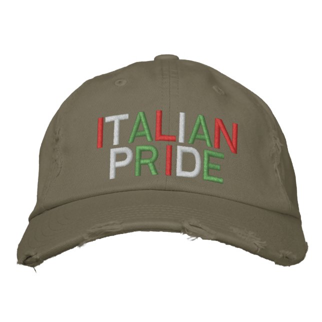 Brodée Pride italienne Olive Casquette de baseball en dét (Devant)