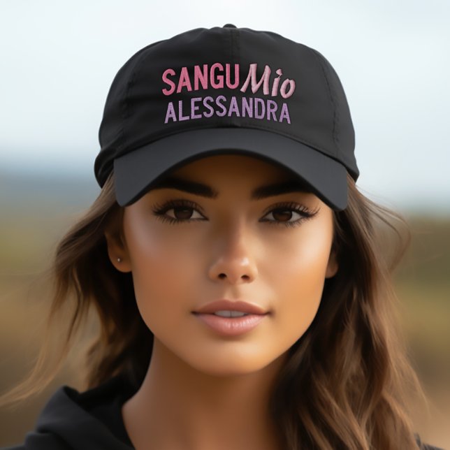 Brodée Sango Mio casquette brodé personnalisé (Sangu Mio Personalized Baseball Cap
Old Sicilian Saying "My Blood",
an affectionate term for family.)