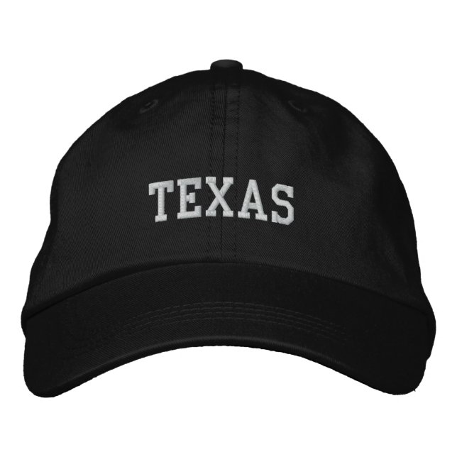 Brodée Texas brodé Casquette ajustable noir (Devant)