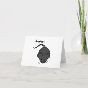 Brodent Bro Cartoon, Funny Grey Rat or Mouse Pun Note Card