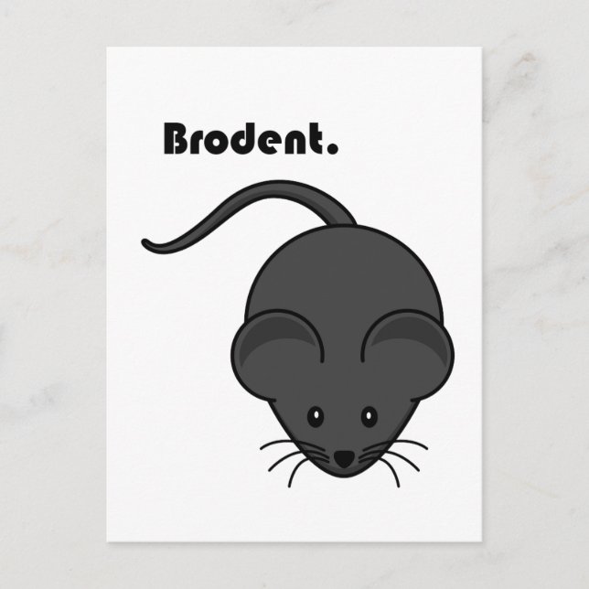 Brodent Bro Cartoon, Funny Grey Rat or Mouse Pun Postcard (Front)