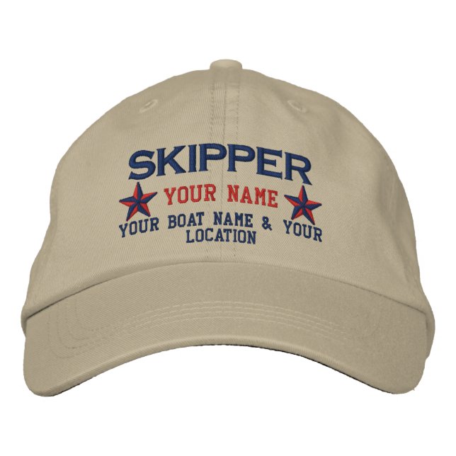 Broderie Casquette à bille des étoiles de skipper  (Devant)