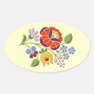 Broderie de Kalocsa - autocollant hongrois d'art